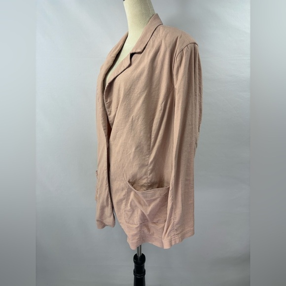 Diane Gilman DG2 Linen Blend Boyfriend Blazer Peach Plus Size 1X Relaxed Stretch - Picture 2 of 9